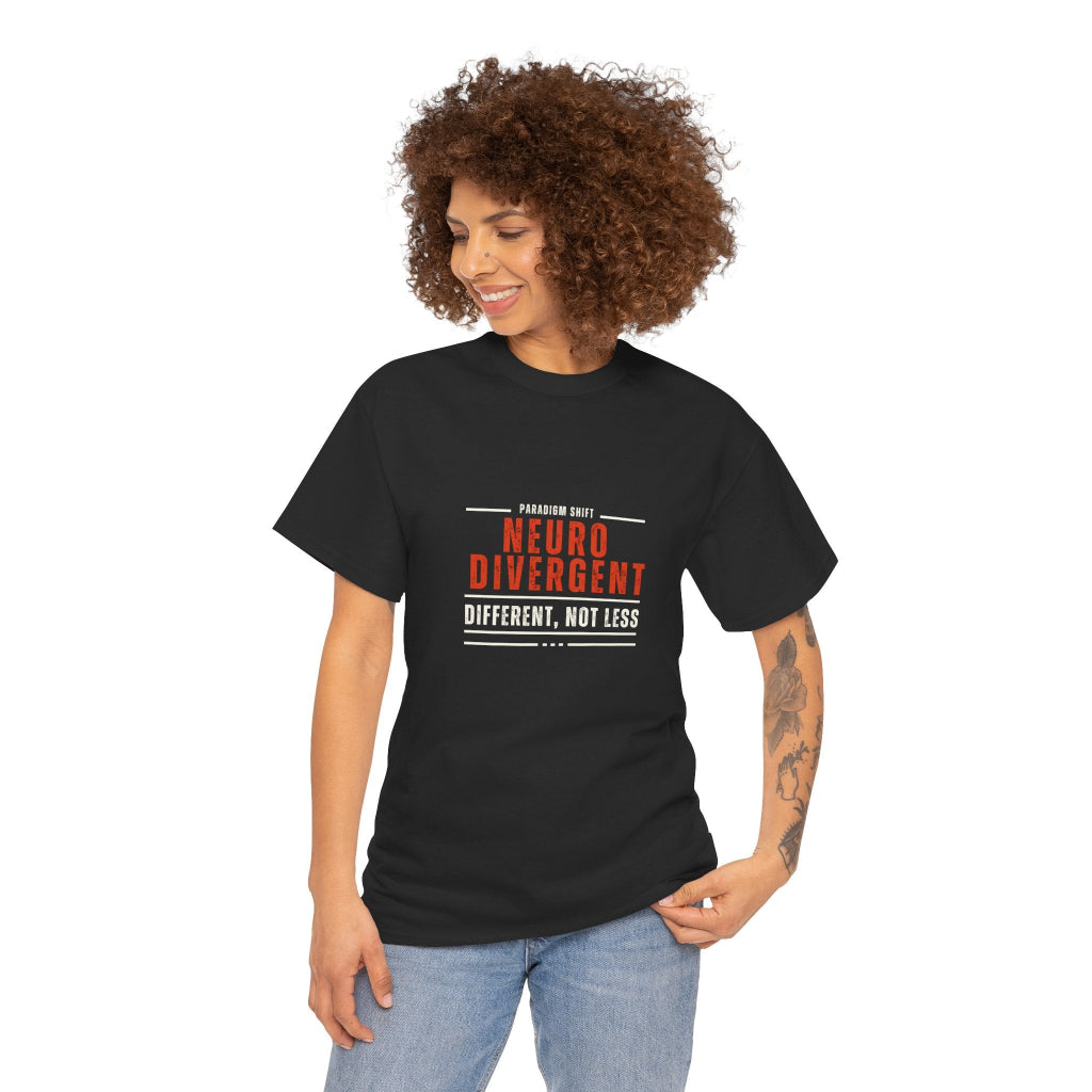 Neurodiversity Awareness: Neurodivergent Different, Not Less Unisex Adult Cotton T-shirt Tee