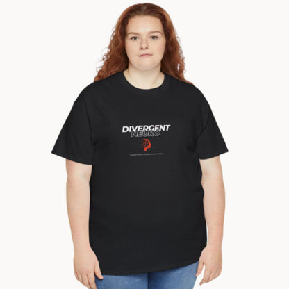 Young woman in black Neurodivergent Inclusive T-shirt