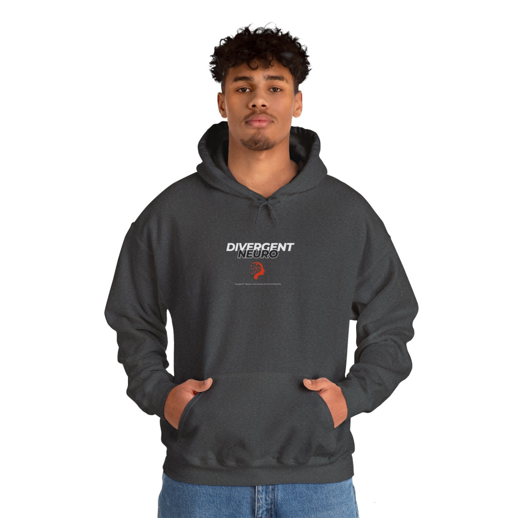 Young man in Support Neuroinclusive environments Grey Hoodie