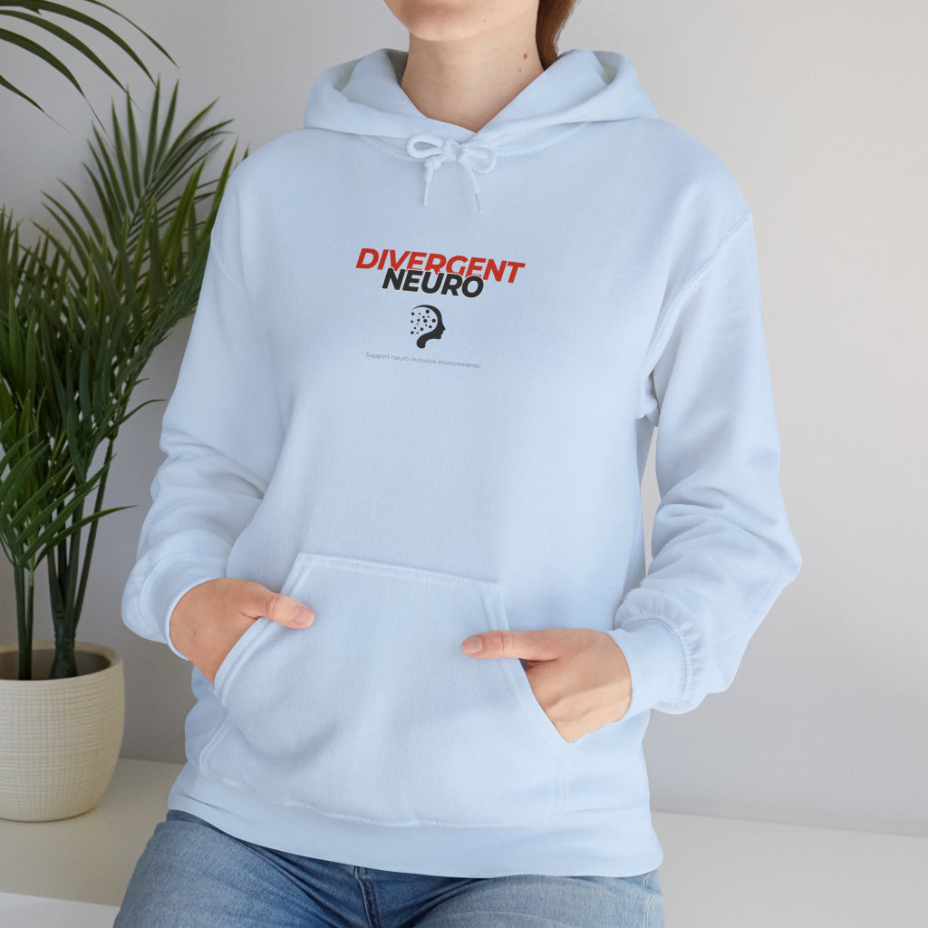 Young woman in Support Neuroinclusive environments Pale Blue Hoodie
